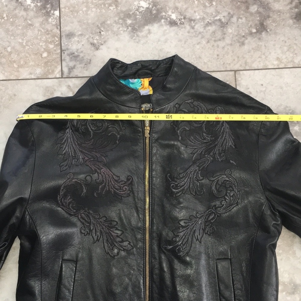 VERSACE REAL LEATHER EMBROIDERED FRONT ZIP PRETTY LINING JACKET SIZE XL … - Picture 10 of 14